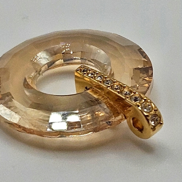 Swarovski Crystal Champagne Gold Tone Donut Loop Pendant - Picture 4 of 7